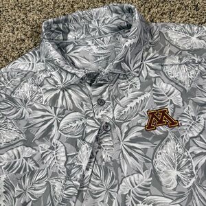 Tommy Bahama Island Zone Minnesota Gophers Men’s Polo Shirt Large Polyester AOP